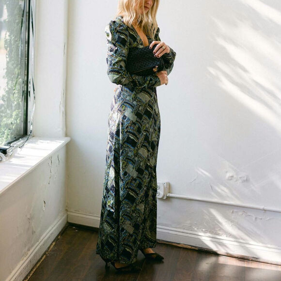 Ganni Green and Blue Midi Dress - Picture 14 of 14